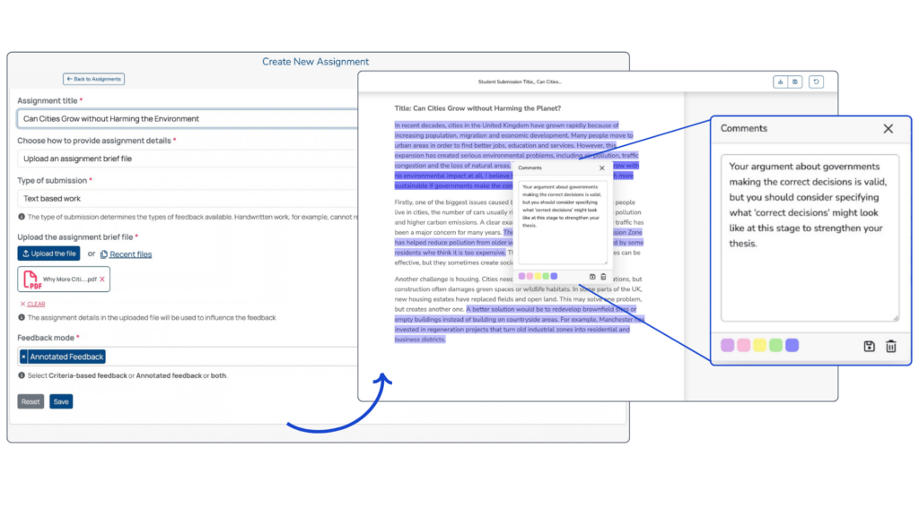 Advanced Feedback Mockup Effective AI Feedback Self-Correction, Peer Review and Teacher Judgement